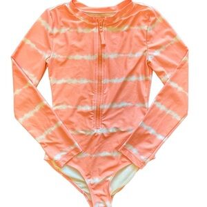Gap Girls Neon Long Sleeve One Piece Swim Suit Size M